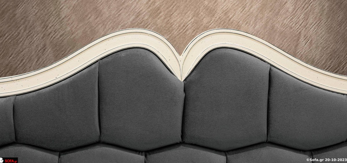 νεοκλασσική κρεβατοκαμαρα σετ, λευκη πατινα και γκρι κεφαλάρι