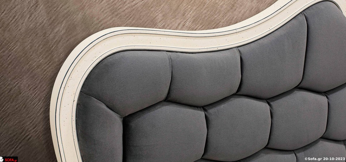 νεοκλασσική κρεβατοκαμαρα σετ, λευκη πατινα και γκρι κεφαλάρι