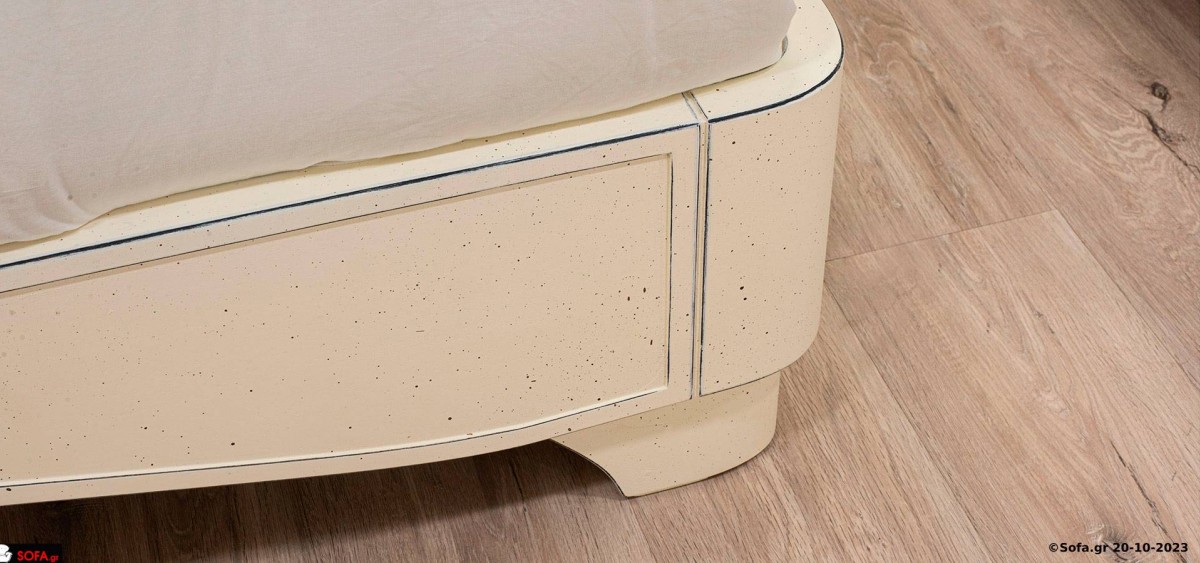 νεοκλασσική κρεβατοκαμαρα σετ, λευκη πατινα και γκρι κεφαλάρι