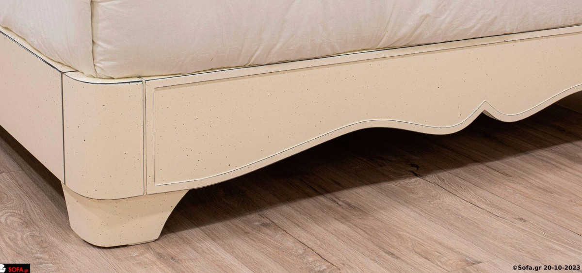 νεοκλασσική κρεβατοκαμαρα σετ, λευκη πατινα και γκρι κεφαλάρι