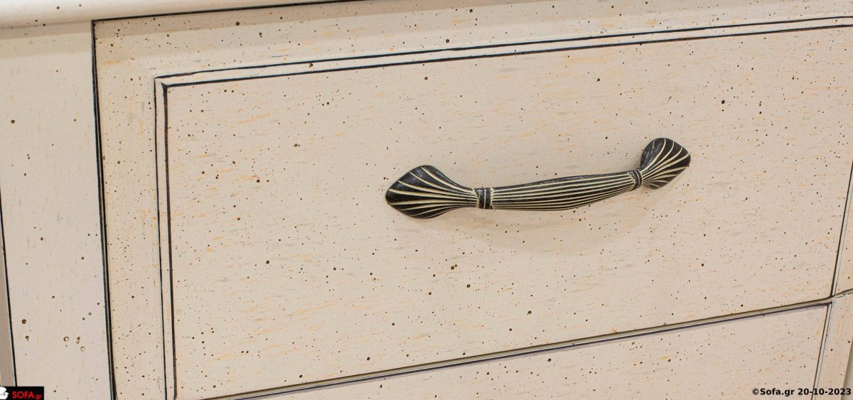 νεοκλασσική κρεβατοκαμαρα σετ, λευκη πατινα και γκρι κεφαλάρι