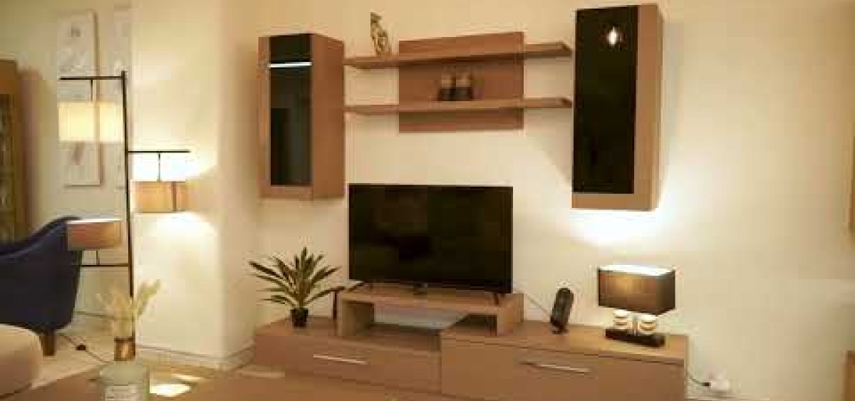 Σύνθεση προσφοράς με ντουλάπια και ράφια κρεμαστά