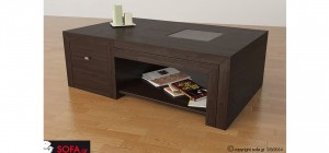 Τραπεζάκι σαλονιού επεκτεινόμενο με ράφι και τζάμι στο καπάκι του