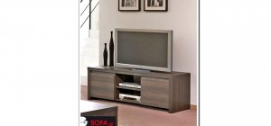 Έπιπλο tv σε σκούρο καφέ χρώμα, με δύο ράφια και δύο μεγάλα ντουλάπια