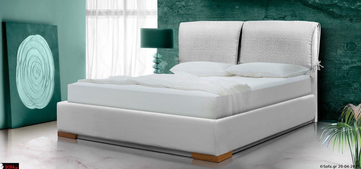 Μοντέρνο κρεβάτι υφασμάτινο με χαμηλό ποδαράκι και αποθηκευτικό χώρο