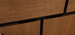 Λεπτομέρεια σχεδιασμού του μοντέρνου μπουφέ Sky με ξύλινες προσόψεις συρταριών και πορτών για σύγχρονη τραπεζαρία