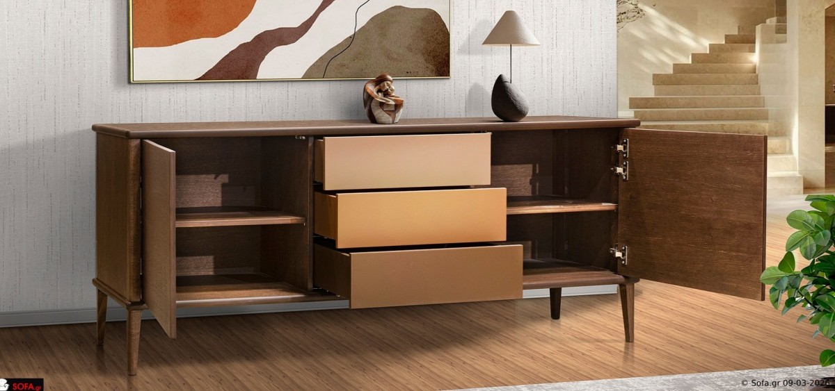 μοντέρνος μπουφές Terra ξύλινος για τραπεζαρία και καθιστικό με συρτάρια και ντουλάπια design επίπλου