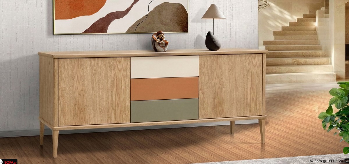 μοντέρνος μπουφές Terra ξύλινος για τραπεζαρία και καθιστικό με συρτάρια και ντουλάπια design επίπλου