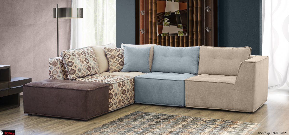 πολύχρωμος καναπές σε πέντε κομμάτια