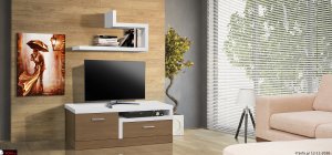 Έπιπλο τηλεόρασης και ράφι σε ξύλο και λάκα