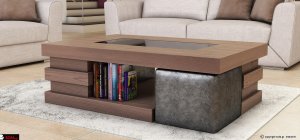 τραπεζάκι σαλονιού σε μοντέρνα γραμμή με δυο σκαμπό