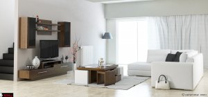 Επίπλωση σαλονιού σε προσφορά με σύνθεση, καναπέ, τραπεζάκι σαλονιού