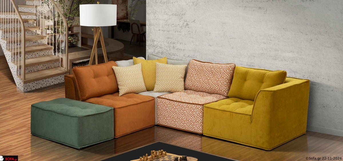 πολύχρωμος καναπές σε πέντε κομμάτια