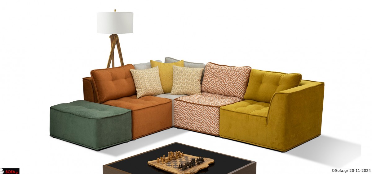 πολύχρωμος καναπές σε πέντε κομμάτια