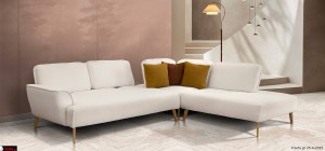 Μοντέρνος γωνιακός καναπές με αφαιρούμενα μαξιλάρια σε μουσταρδί και καφέ χρώμα