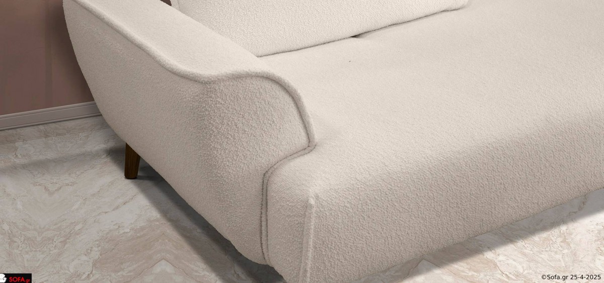 γωνιακός καναπές μοντέρνος σε χακί χρώμα με υφασμα προβατέ