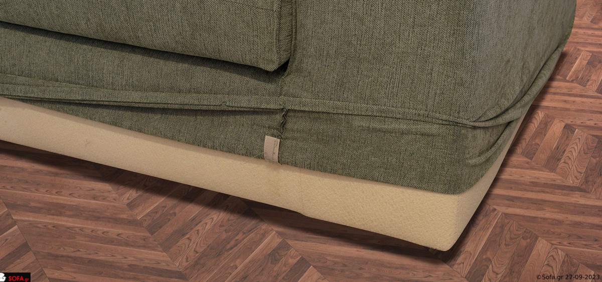 πολυμορφικός γωνιακός καναπές με αποσπώμενο ύφασμα και καπιτονέ κάθισμα σε χακί απόχρωση