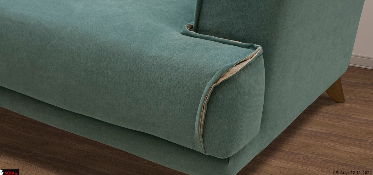 γαλάζιος γωνιακός καναπές με ανακλίσεις και φορετό ύφασμα