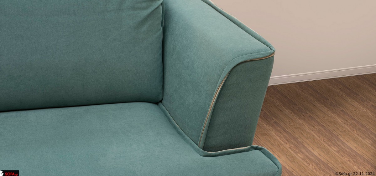 γαλάζιος γωνιακός καναπές με ανακλίσεις και φορετό ύφασμα