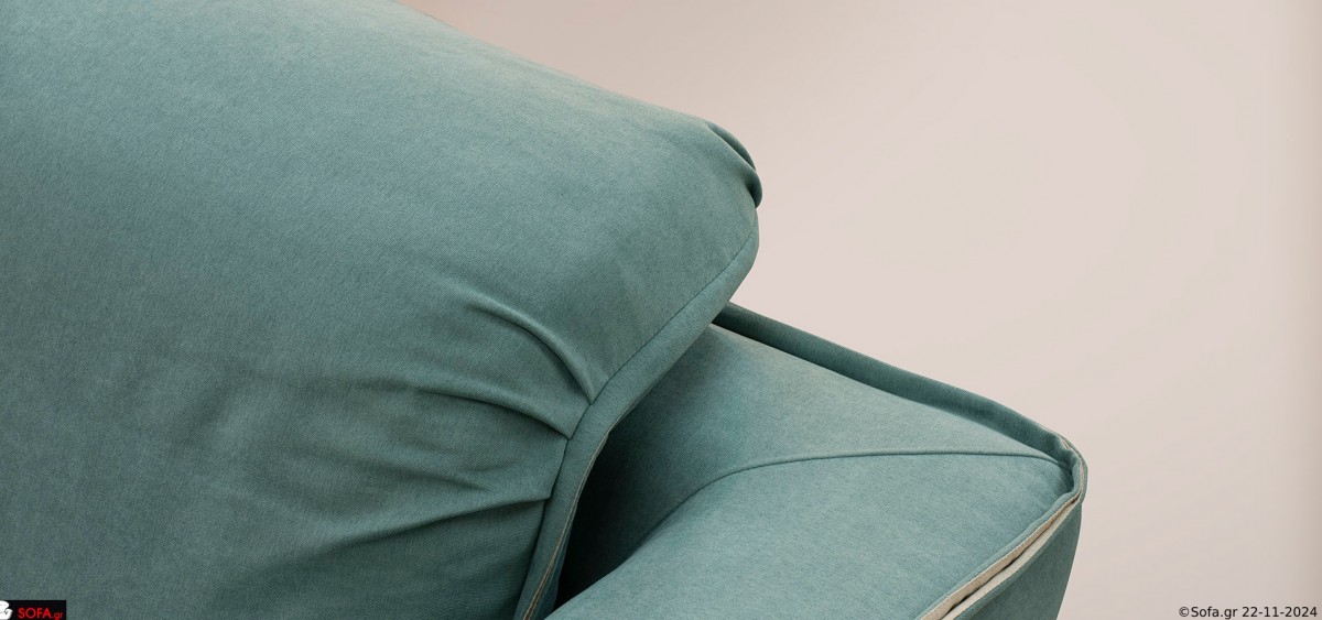 γαλάζιος γωνιακός καναπές με ανακλίσεις και φορετό ύφασμα