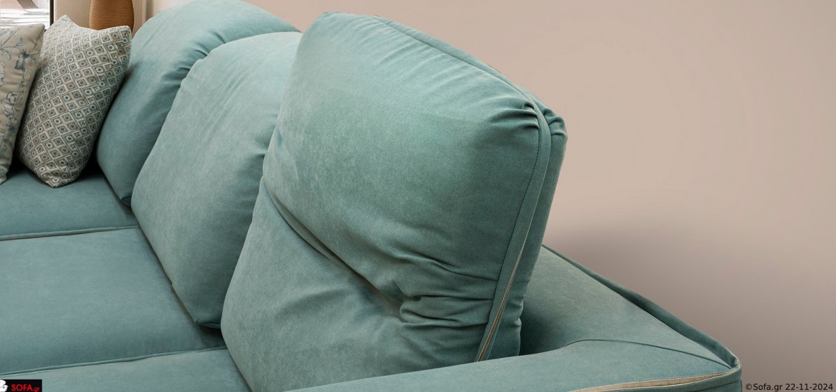γαλάζιος γωνιακός καναπές με ανακλίσεις και φορετό ύφασμα