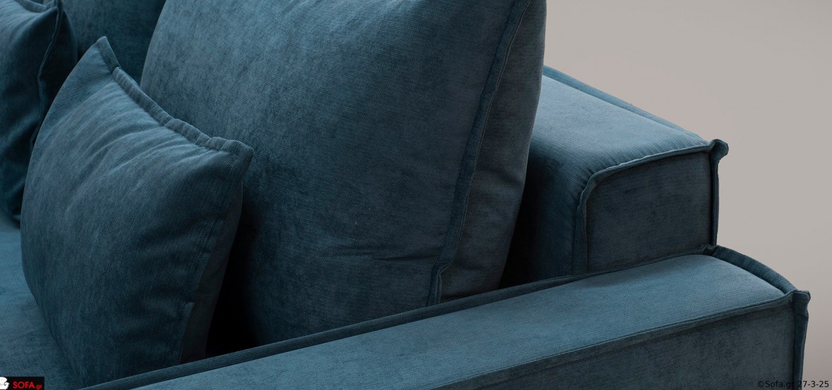 γωνιακός καναπές-κρεβάτι με πλούσια επένδυση και μοντέρνα διακόσμηση σαλονιού. Υφασμα αδιάβροχο αλέκιαστο  και εργονομικός σχεδιασμός.