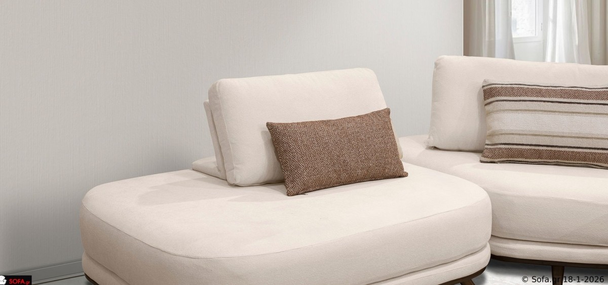 Γωνιακός καναπές Symmetry με στρογγυλεμένες ακμές και καμπύλη γωνία σε σύγχρονο σαλόνι