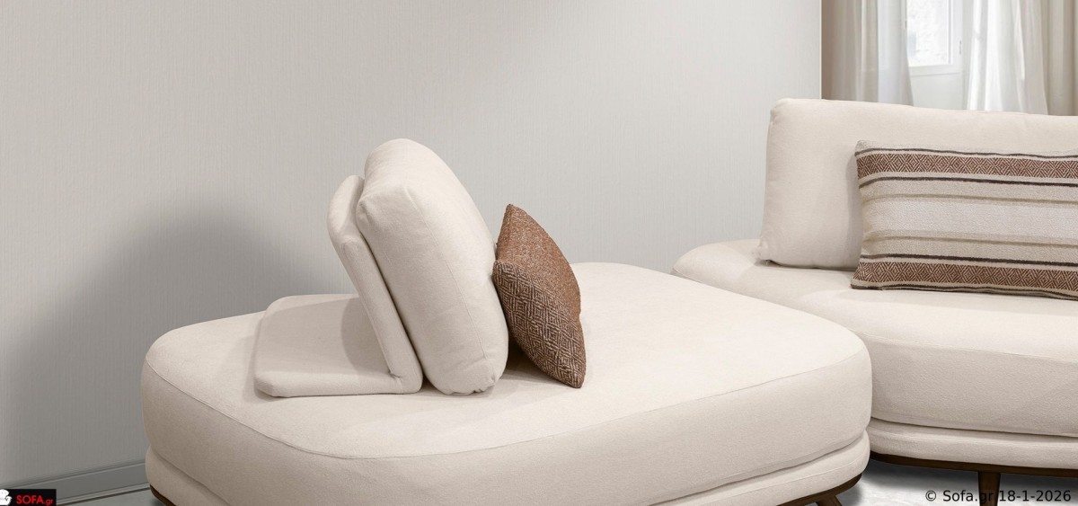 Γωνιακός καναπές Symmetry με στρογγυλεμένες ακμές και καμπύλη γωνία σε σύγχρονο σαλόνι