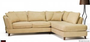 γωνιακός καναπές με ψηλό πόδι, νεοκλασικός με ύφασμα αλέκιαστο μπεζ