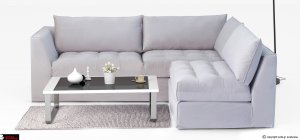 πολυμορφικός γωνιακός καναπές με αποσπώμενο ύφασμα και καπιτονέ κάθισμα σε γκρι απόχρωση