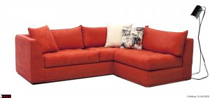 πολυμορφικός γωνιακός καναπές με αποσπώμενο ύφασμα και καπιτονέ κάθισμα σε πορτοκαλί απόχρωση