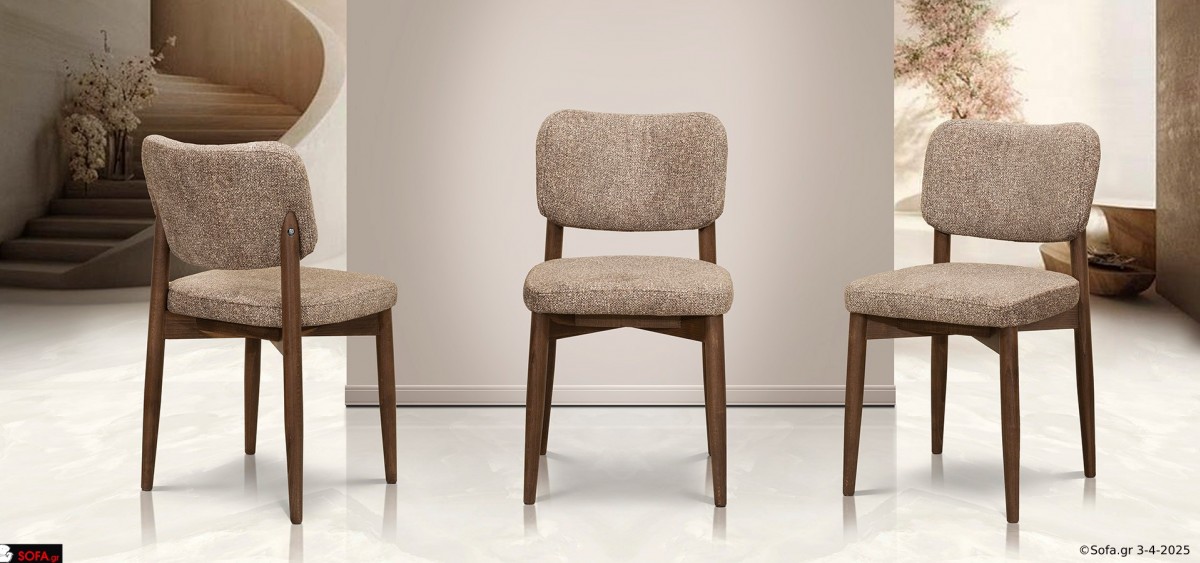 καρέκλα με μαλακή πλάτη και κάθισμα και μασίφ ξύλο οξιάς