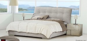 μασίφ υφασμάτινο κρεβάτι με αραιό καπιτονέ και αποσπώμενο ύφασμα