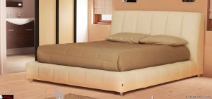 μοντέρνο υφασμάτινο κρεβάτι με ψηλό κεφαλάρι και αποσπώμενο ύφασμα