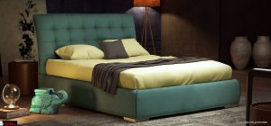 μασίφ υφασμάτινο κρεβάτι με πυκνό καπιτονέ και αποσπώμενο ύφασμα