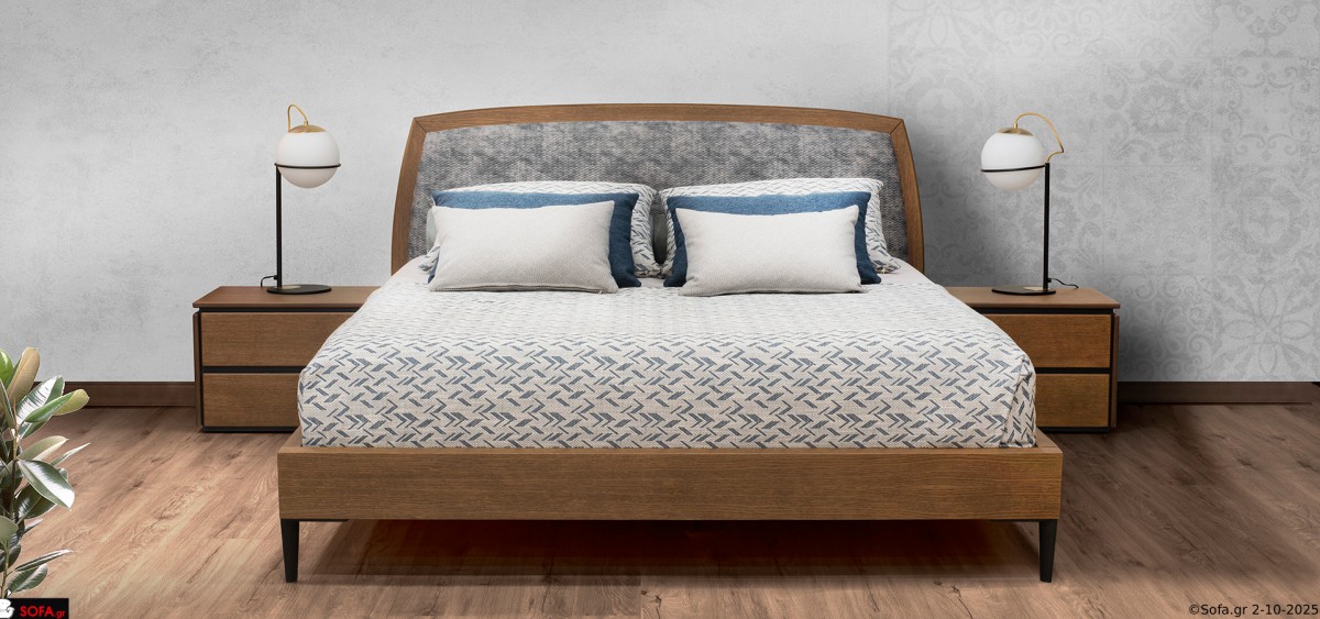 χειροποίητη κρεβατοκάμαρα Open με ξύλινο κρεβάτι, κομοδίνο και συρταριέρα σε μοντέρνο στυλ