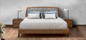 Χειροποίητη κρεβατοκάμαρα Open με διπλό κρεβάτι, κομοδίνα και υφασμάτινο κεφαλάρι