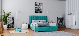 κρεβάτι από μασίφ ξύλο οξιάς και καπλαμά φυσικού δρυός με τεχνοτροπια βαφής ντεκαπέ