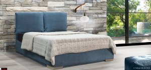 Μοντέρνο κρεβάτι υφασμάτινο με χαμηλό ποδαράκι και αποθηκευτικό χώρο