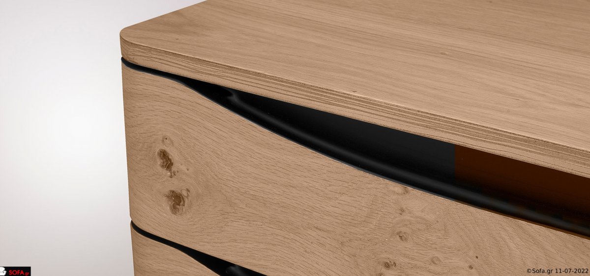 Μπουφές Prestige 120 εκ. από μασίφ ξύλο με minimal design και μαύρες λεπτομέρειες λάκας