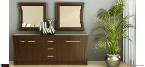 Έπιπλο σαλονιού από ξύλο δρυός, με δύο καθρέφτες σε εξαιρετική ποιότητα