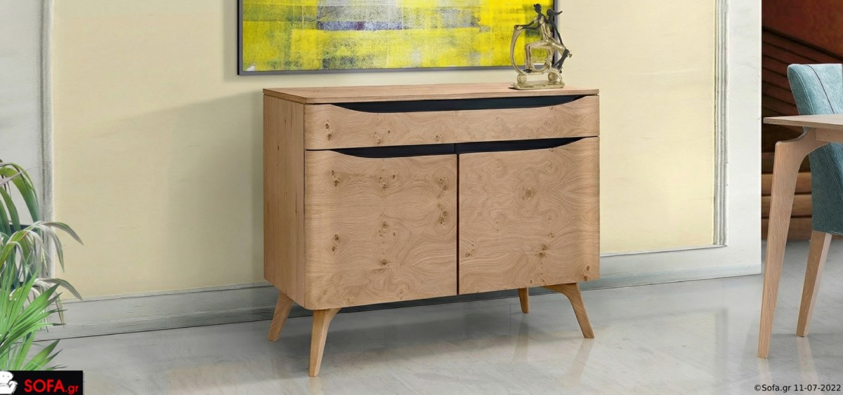 Μπουφές Prestige 120 εκ. από μασίφ ξύλο με minimal design και μαύρες λεπτομέρειες λάκας