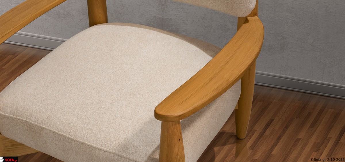 Μοντέρνα πολυθρόνα από μασίφ οξιά με επένδυση σε ύφασμα της επιλογής σας - πολυθρόνα Άβρα με 15ετή εγγύηση ποιότητας