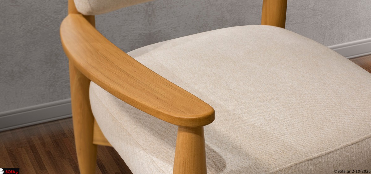 Μοντέρνα πολυθρόνα από μασίφ οξιά με επένδυση σε ύφασμα της επιλογής σας - πολυθρόνα Άβρα με 15ετή εγγύηση ποιότητας