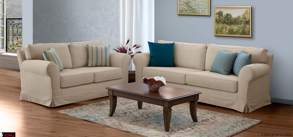 Καναπές country style με φορετό ύφασμα