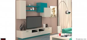 Σύνθεση Star σε λάκα Mοντέρνα σύνθεση τηλεόρασης σε λευκή και γαλάζια λάκα