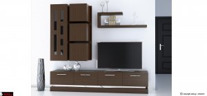 Σύνθεση με συρτάρια και ντουλάπια και ράφι