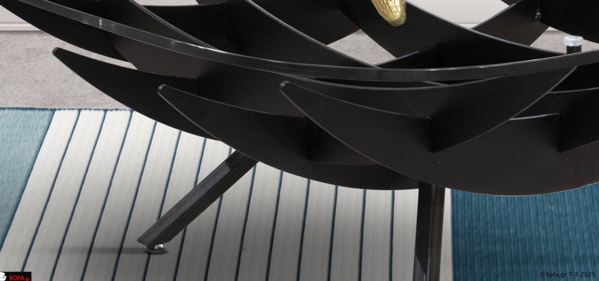 Τραπεζάκι σαλονιού Arc με αρχιτεκτονικό design, μεταλλική βάση και γυαλί ασφαλείας