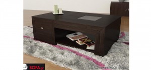 Μοντέρνο τραπεζάκι σαλονιού βέγκε, ανοιγόμενο, με αποθηκευτικούς χώρους.