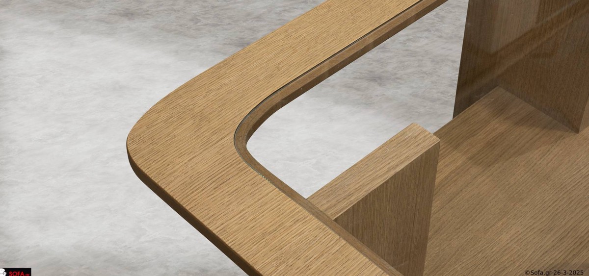 τραπεζάκι σαλονιού Vision ξύλινο με γυαλί